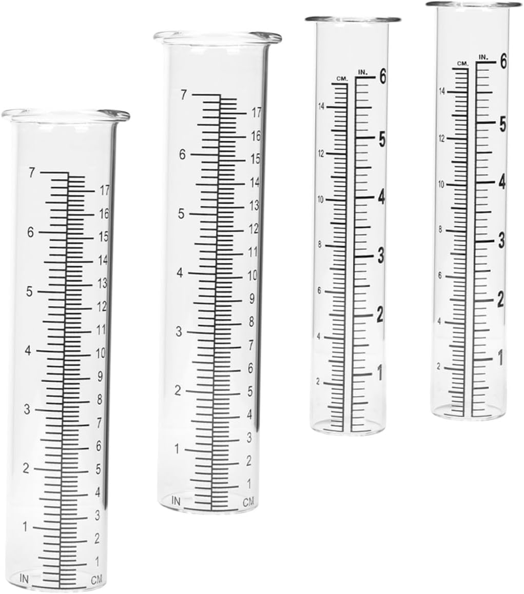 Gadpiparty 4Pcs Professional Glass Rain Gauge Replacement Tubes with Clear Scale Accurate Outdoor Measuring Cylinders for Garden Lawn Easy to Read Numbers Practical Rainfall Measurement Tools image number 5