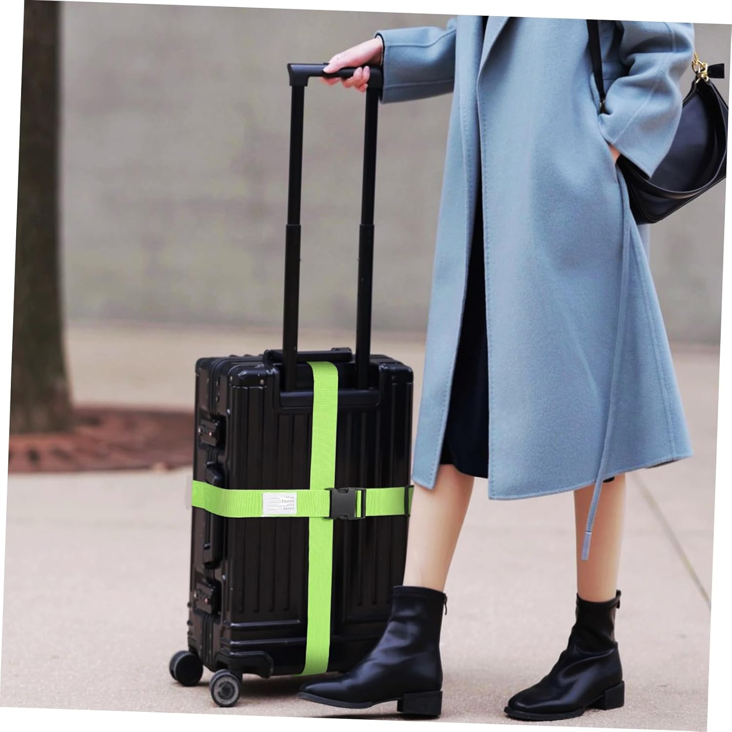 OSALADI 4Pcs Adjustable Luggage Straps Fluorescent Green Polypropylene Fiber Suitcase Belts for Secure Travel Bag Bundling and Easy Identification image number 2