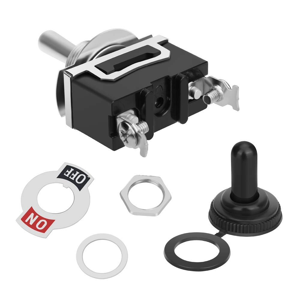 Toggle Switches 10 Pack 2 Pin on off SPST Car Rocker Toggle Switch 15A 250V Heavy Duty Waterproof Metal Bat Waterproof Boot Cap Cover image number 1