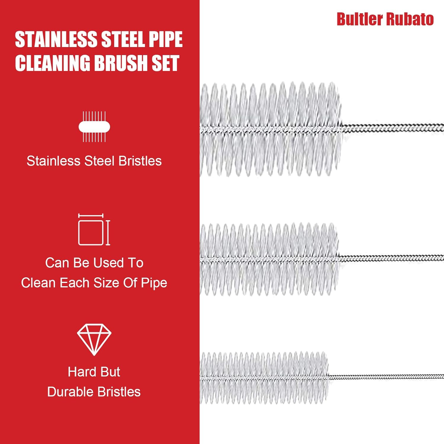 Bultler Rubato Bottle Cleaner Brush Set, 12 Pcs Straw Cleaning Brush, Nylon Tube Brush, Long Cleaning Brush Kit for Small Pipe Bottle, Tumbler, Drinking Glasses, Water Cup, Tea Pot Spout(White) - White image number 5