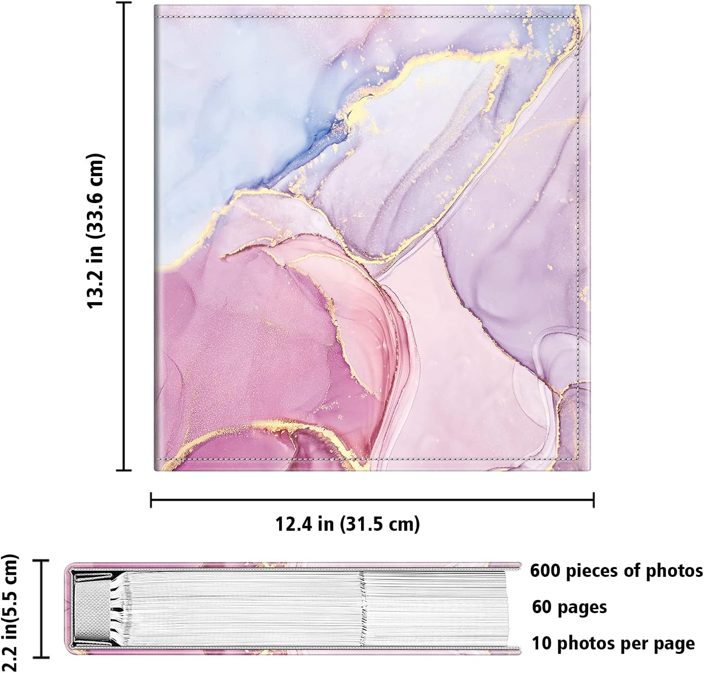 Fintie Photo Album 4X6 Photos - 600 Pockets Large Capacity Photo Book Cover for Family Wedding Anniversary Baby Vacation Pictures, Dreamy Marble image number 6