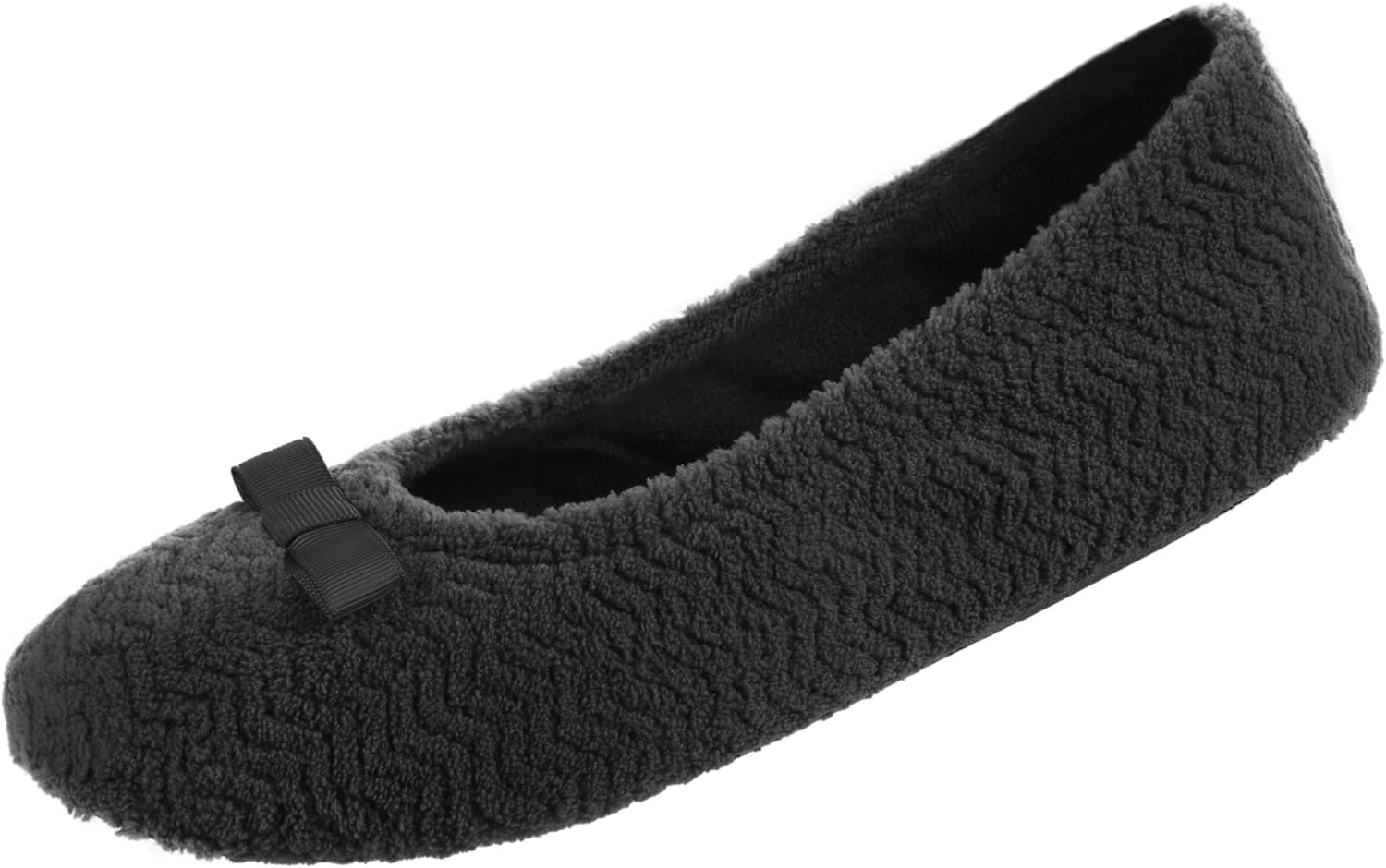 Isotoner Women&rsquo;S Chevron Microterry Ballerina Slippers