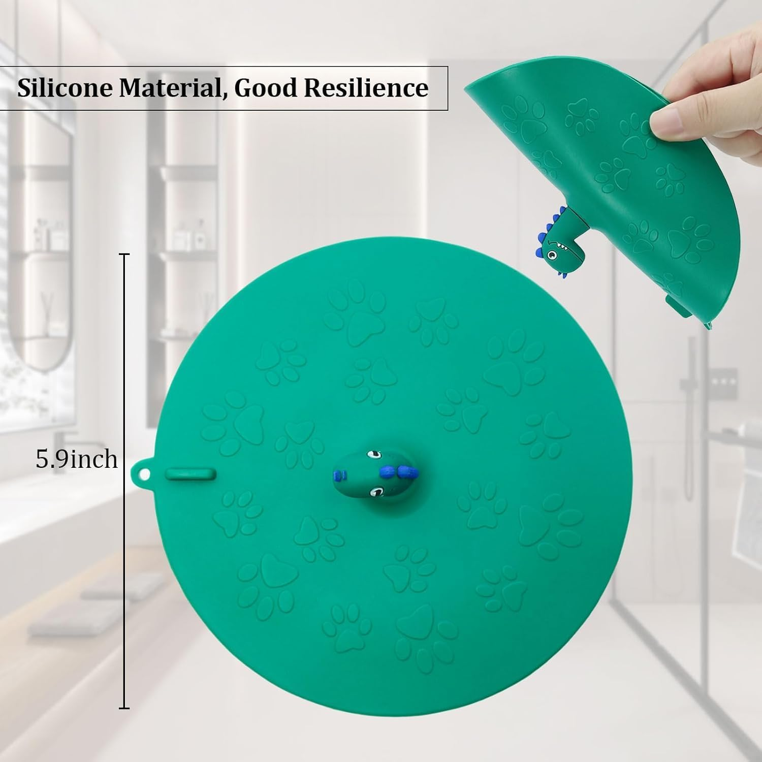 Bathtub Floor Drain Cover,Cute Silicone Odor Proof Floor Drain Cover for Kitchen and Bathroom,1 Pack (Green, One Size)