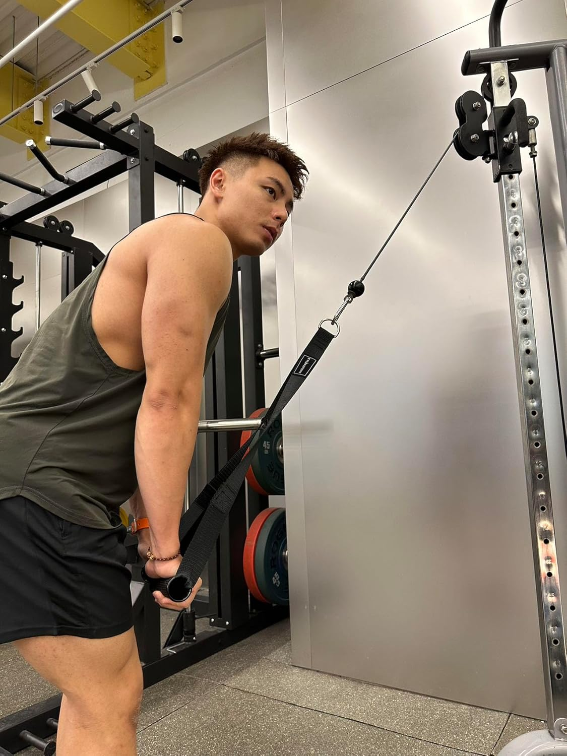 KYLIN SPORT Long Stirrup Handle with Metal Carabiner Cable Machine Attachments Resistance Band Handles Silicon Grips Fitness Strap image number 3