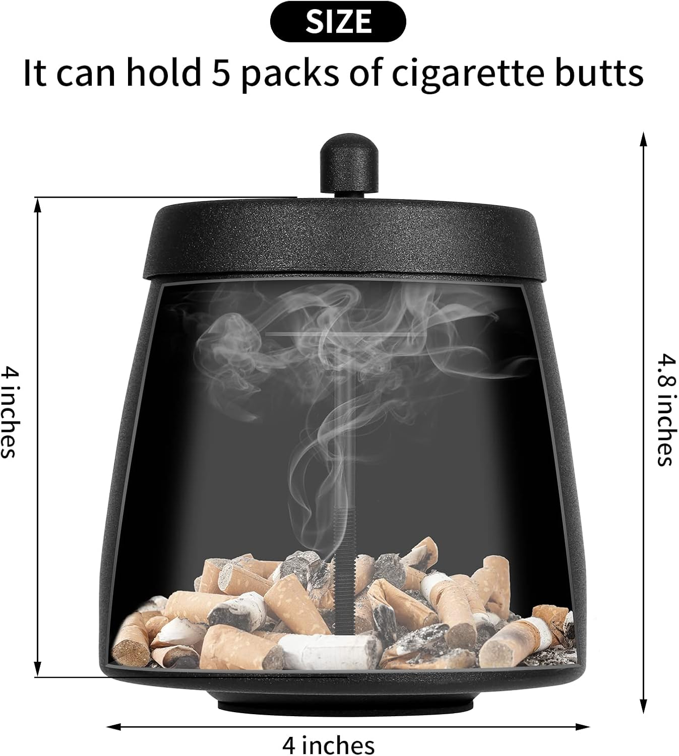 Outdoor Ashtrays for Patio with Lid, Ash Trays with Covers, Ashtray Odorless, Ash Tray Sets for Cigarettes, outside Covered Stainless Steel Iron Windproof Tabletop image number 6