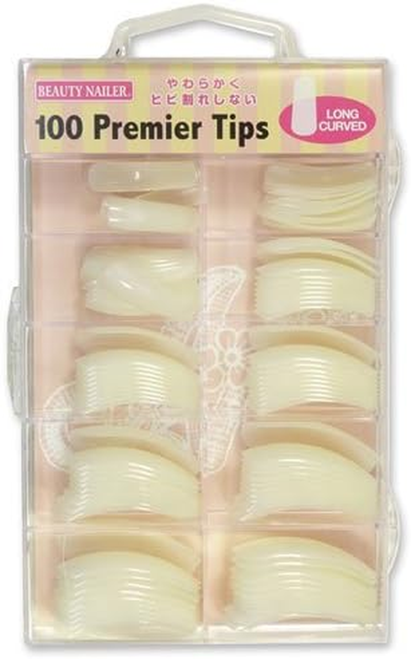 Beauty Nailer PT-8N 100P Premier Chips Long Curved Assortment, Clear