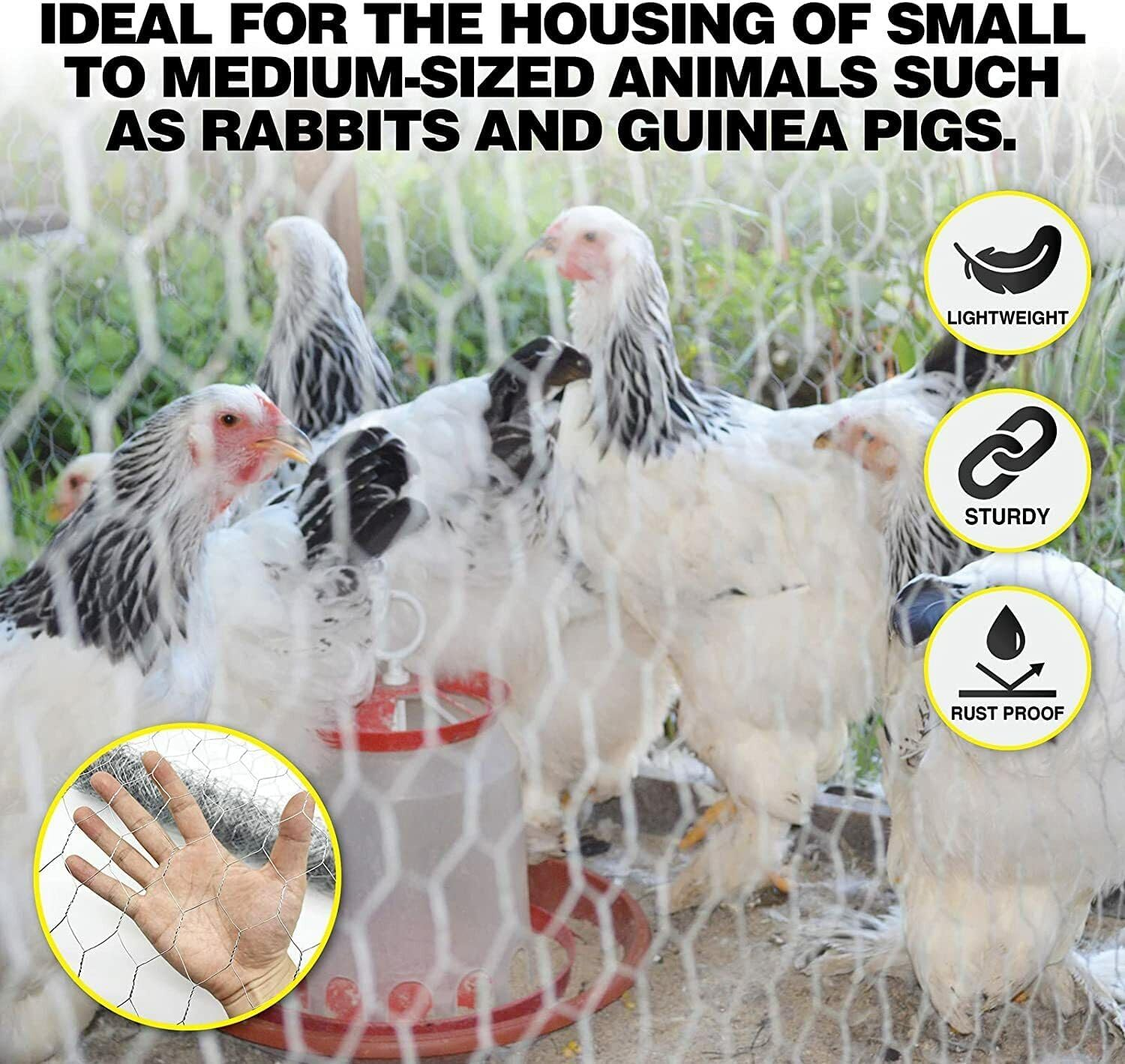 [2PCE] Handy Hardware Chicken Wire Netting Fence Rust Proof Sturdy Galvanised Protect Secure 5M X 1M All Purpose Use, Easily Shapes and Moulds image number 3