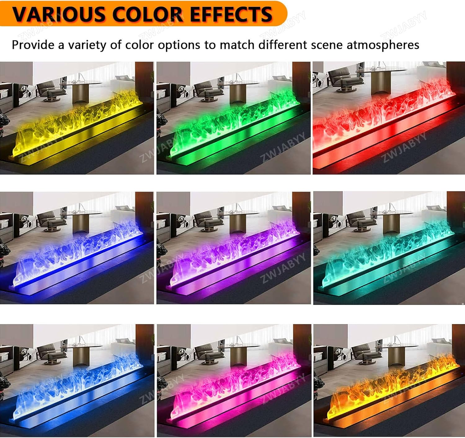 Water Vapor Fireplace,Electric Water Vapor Fireplace Smart 3D Flame Decoration Steam Fireplace Humidifer for Office,Home,Hotel,Restaurant,80Cm/31.5In image number 6