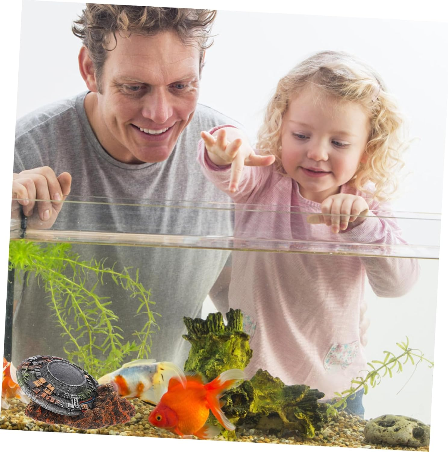 Aquarium Supply Resin Ornament Spaceship Fade-Resistant Safe for Pet Fish image number 6