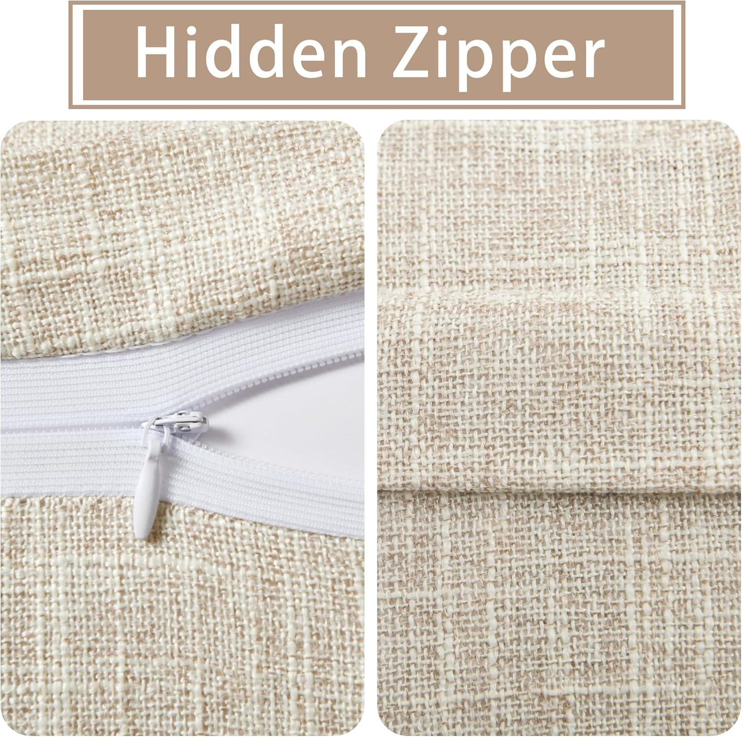 DWCN Linen Soild Throw Pillow Covers Soft Accent Cushion Case Boho Farmhouse Neutral Pillowcase for Couch Sofa Bedroom Living Room, Pack of 2, 30&times;50Cm, Beige image number 2