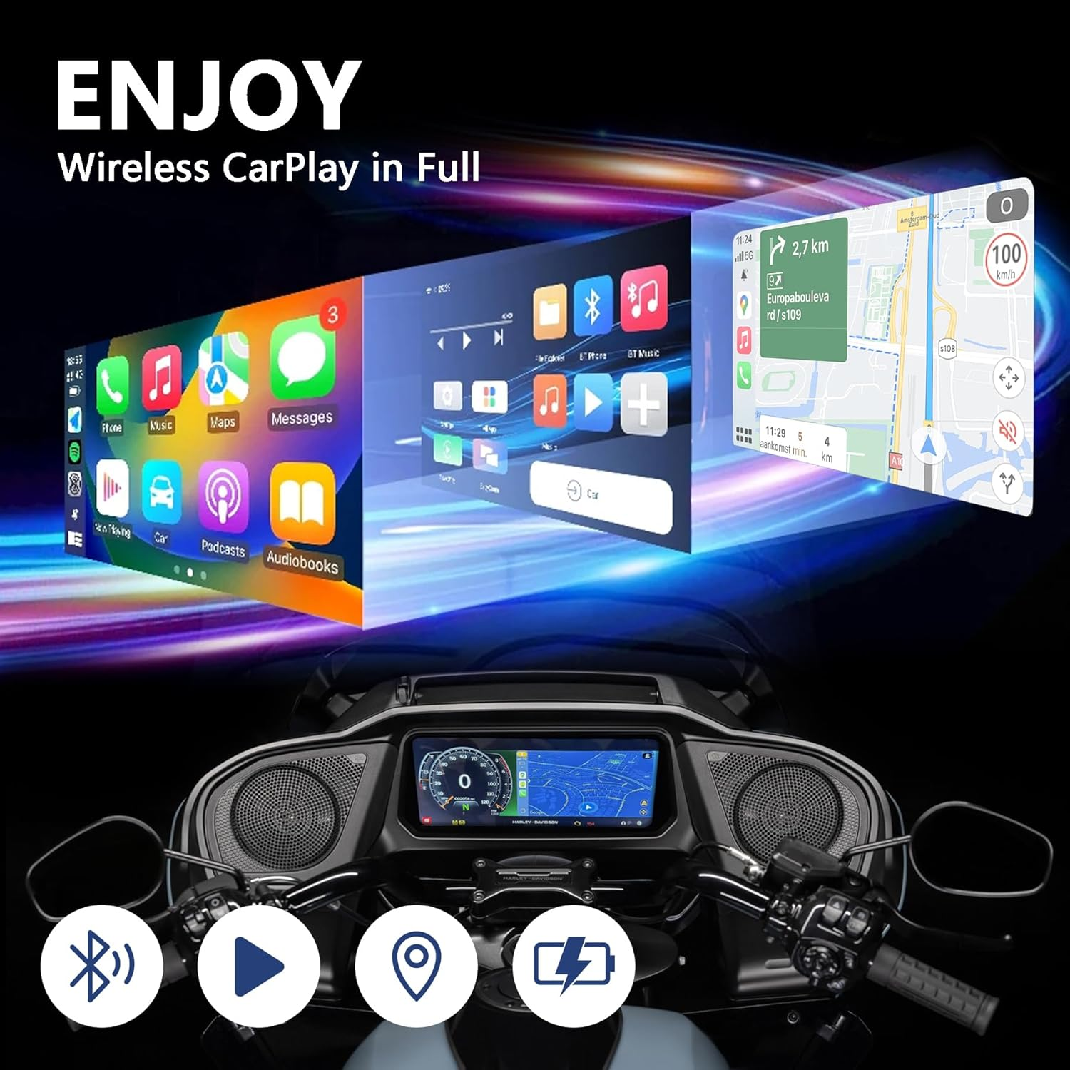Motorcycle Wireless Carplay Adapter Compatible with Harley Davidson 2024 Road Glide/Street Glide 2025 Street Glide Accessories Carplay Adapter Port Plug and Play image number 4