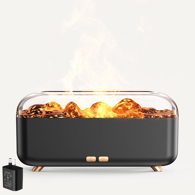 Colorful Flame Essential Oil Diffuser, Mist Humidifier, Aroma Diffuser with Timing Auto-Off, 300Ml Aromatherapy Diffuser for Large Room with 7 Colors Night Light (Black) image number 6