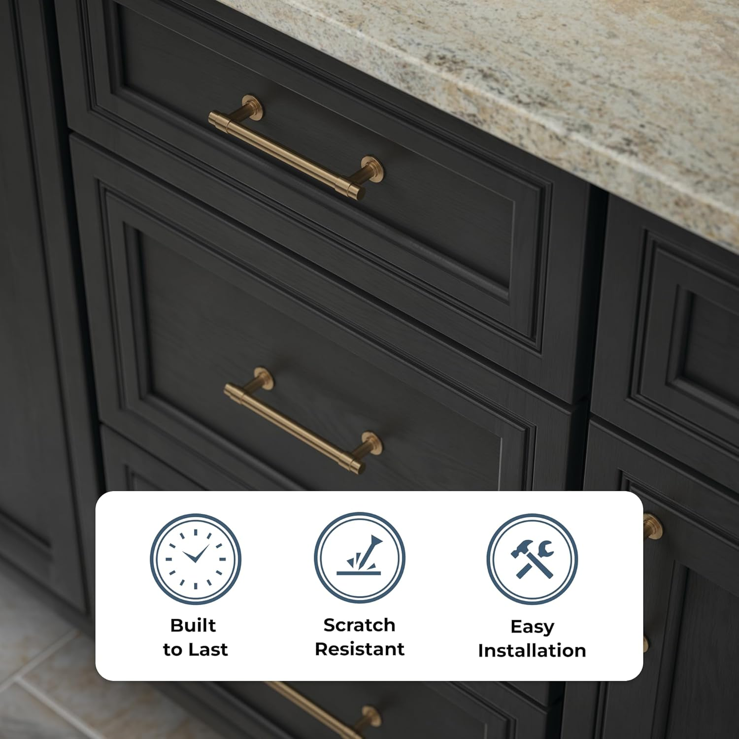 Franklin Brass Francisco (10-Pack) Cabinet Handles 5-1/16" Hole to Hole Champagne Bronze Kitchen Cabinet Pulls Drawer Handles Cabinet Hardware Dresser Gold Drawer Pulls P29618Z-CZ-B image number 2