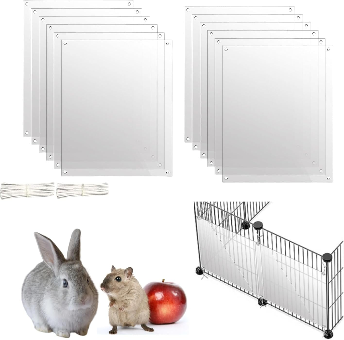 Guangyu Pack of 12 Transparent Plastic Urine Repellent Plates 26 X 21 Cm with 100 Bands, Side Lining - Prevents Urine Leakage for Rabbits, Guinea Pigs, Hamsters, Chinchillas and Other Small Animals image number 3