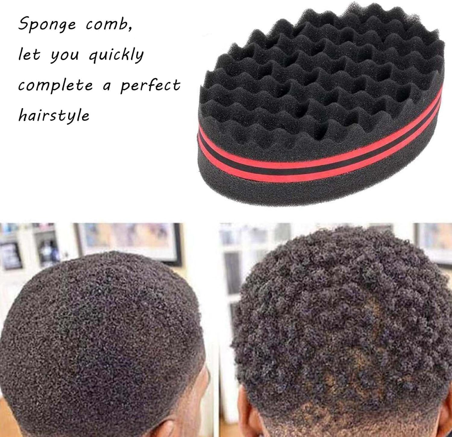Hair Sponge Brushes Curls Hair Sponges with Steel Comb, 2Pcs Small Holes Sponge Brush Sponge Hair Brush,Twist Hair Sponge Big Holes Sponge Brush Small Holes Barber Hair Brush Hair Sponge Twist Brush image number 3
