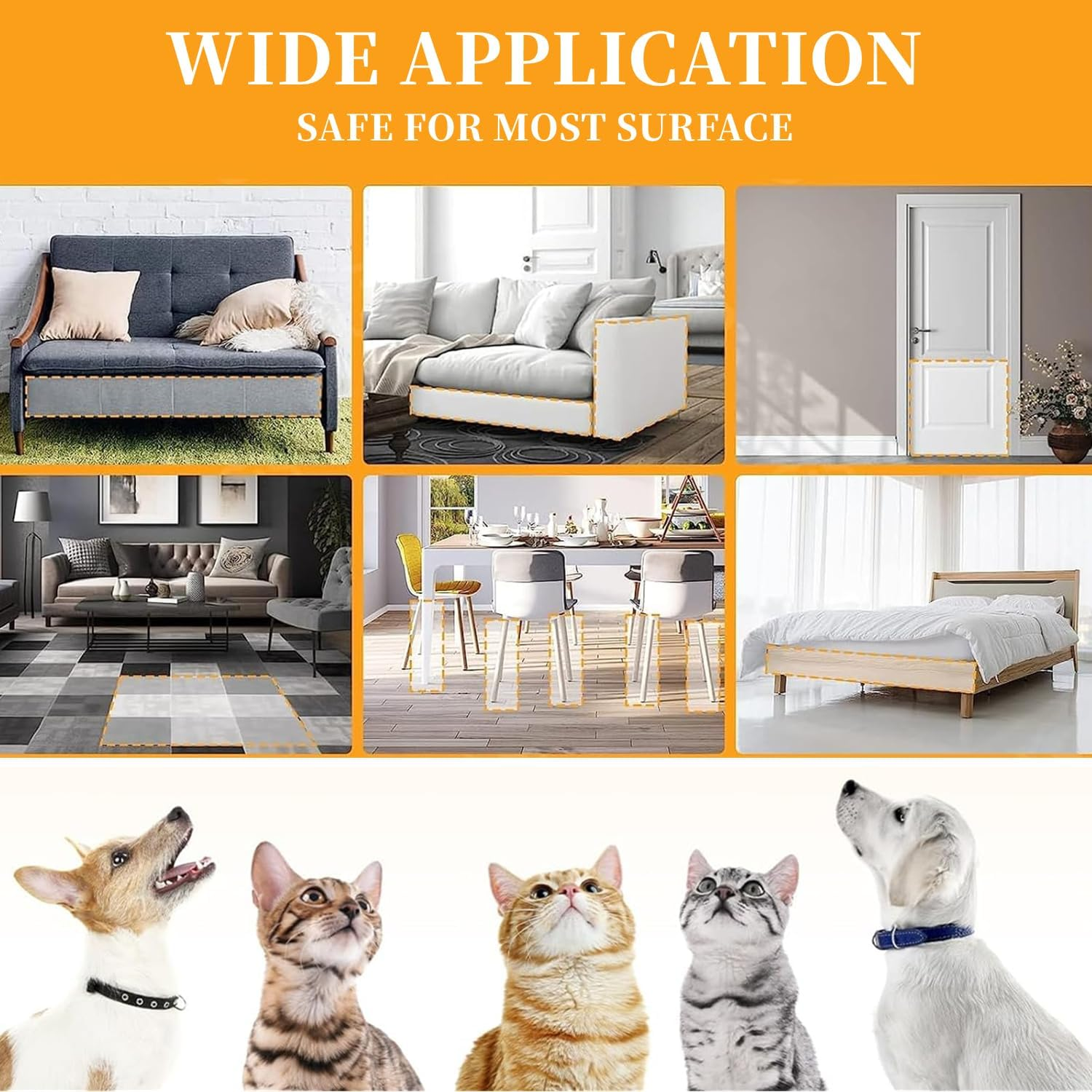 Cat anti Scratch Tape (20Cm X 5M) Transparent anti Scratch Furniture Protector, Wear and Scratch Resistant Cat Scratch Deterrent Sticky Paws Tape for Sofa, Couch, Door, Carpet image number 3