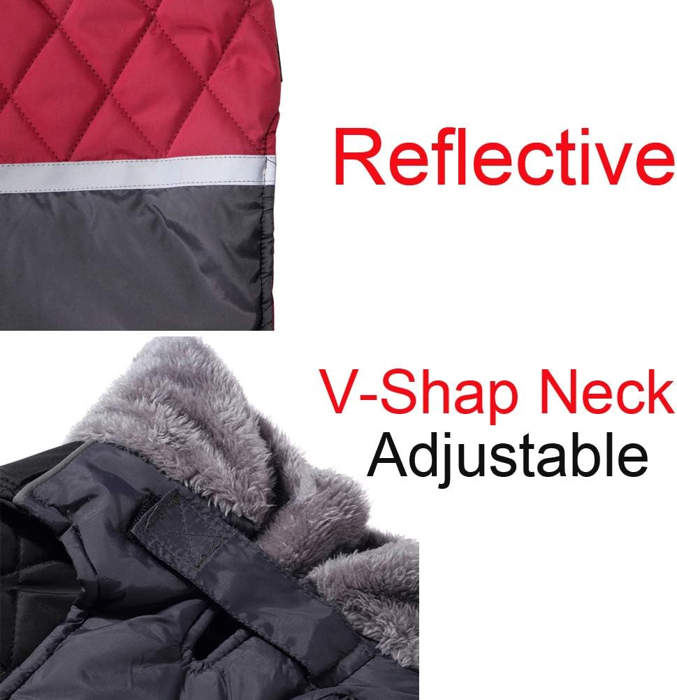 Joydaog Fleece Collar Reversible Dog Coats for Small Dogs Waterproof Warm Puppy Jacket for Cold Winter,Red XS image number 7