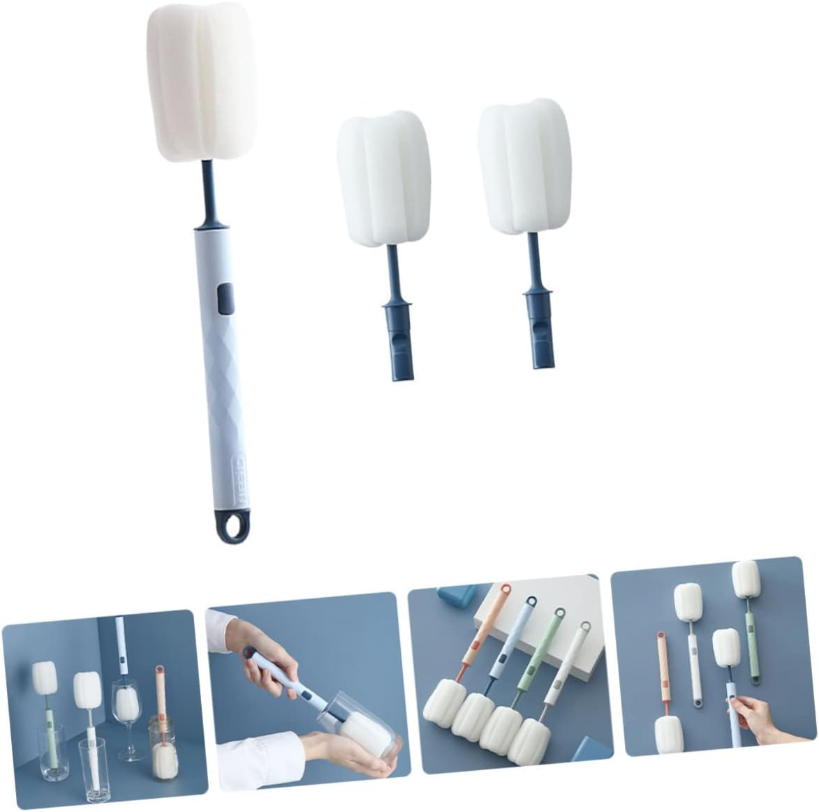 Healvian 1Set Detachable Sponge Bottle Cleaning Brush Practical Cup Brush for Cleaning of Bottles and Cups for Stain Removal Multi-Use Brush for Home and Kitchen