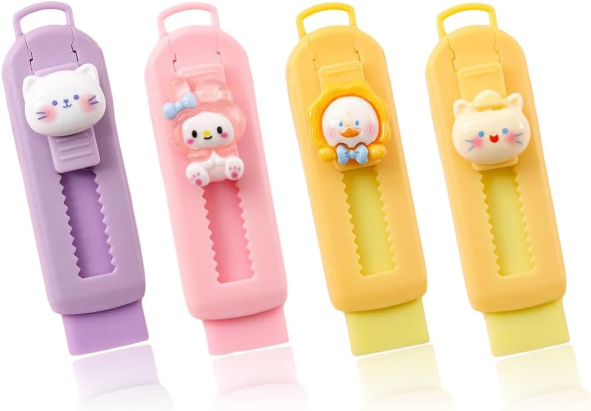 Set of 4 Erasers, Erasers for Kids, Push-Pull Pencil Erasers for Writing, Drawing, Office School Supplies image number 3