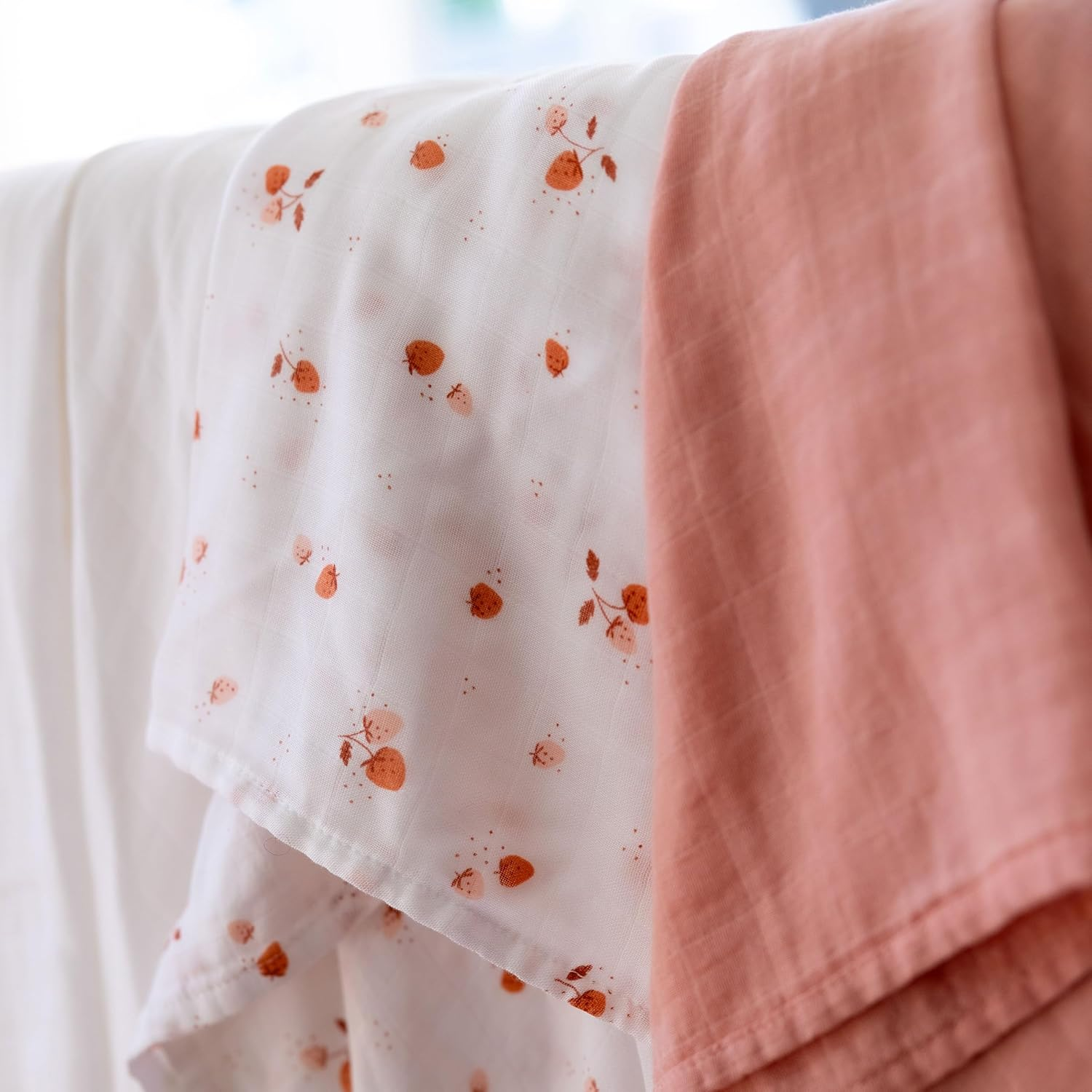 Little Bamboo Muslin Wraps 3Pk - Dusty Rose image number 5