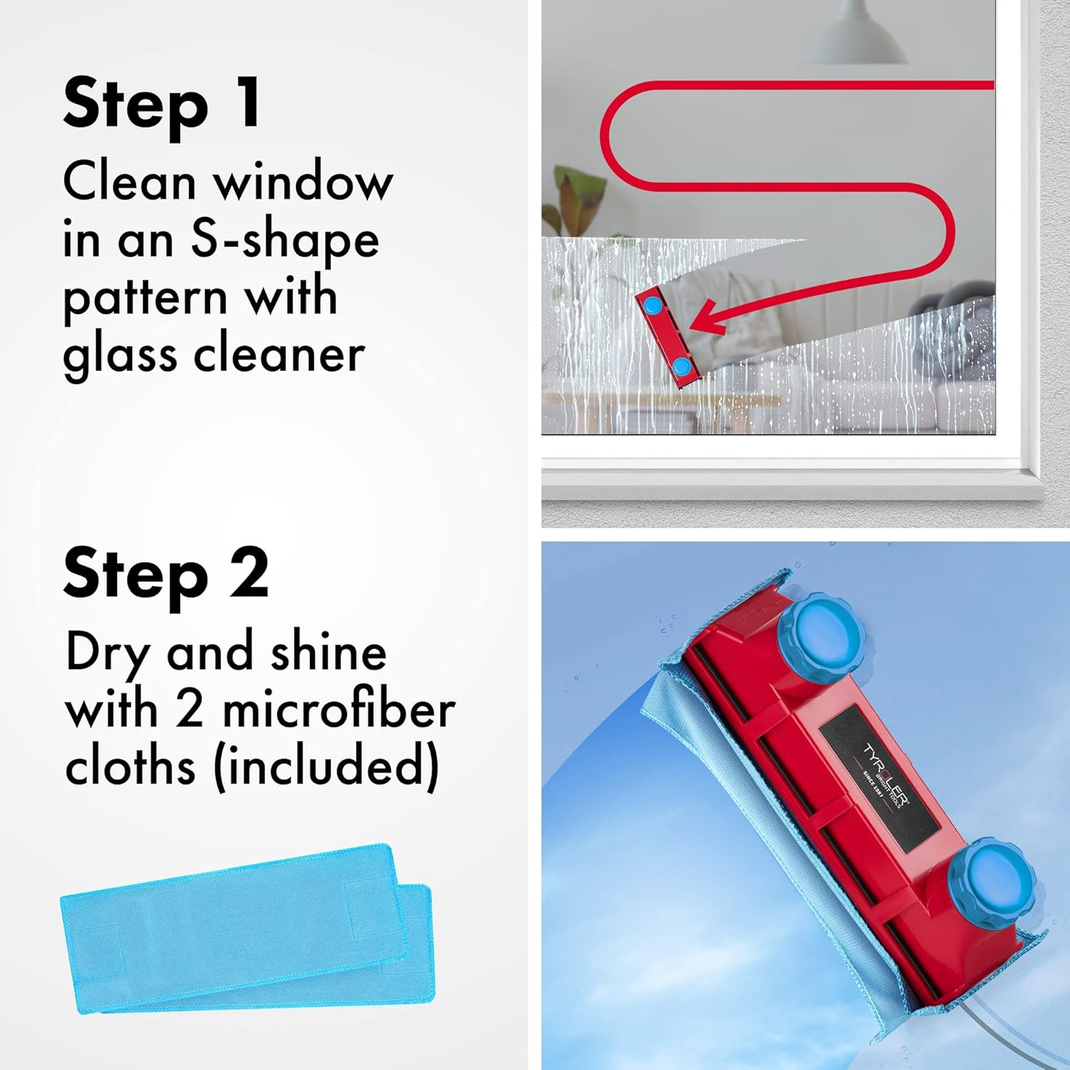 Tyroler Bright Tools Magnetic Window Cleaner the Glider D-3 AFC Indoor and Outdoor Glass Pane Cleaning | Single or Double Glazed Window 2-28Mm | Adjustable Magnetic Force