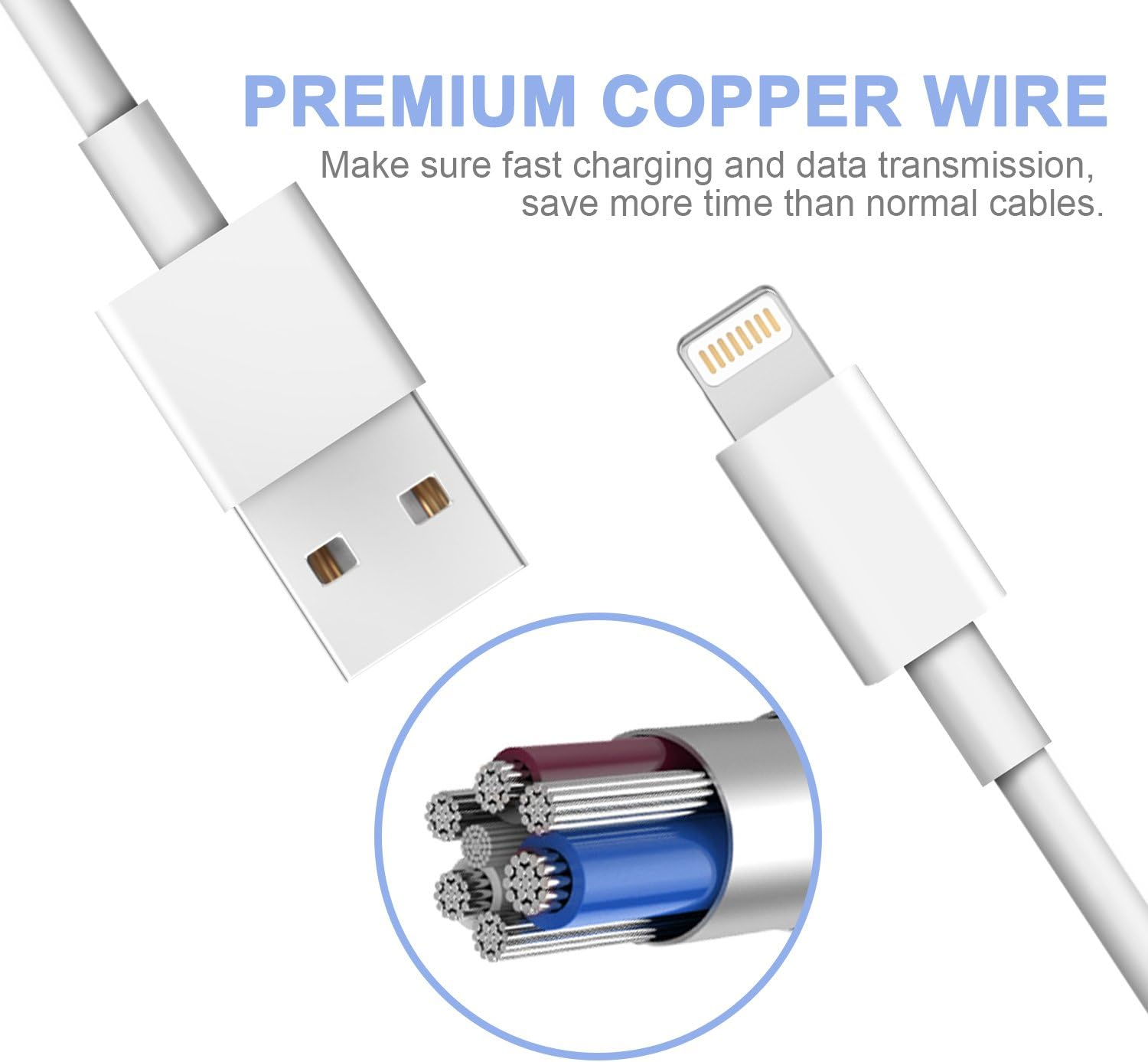 Sundix Iphone Charger Cable, 6Pack 3FT/1M USB Charging Cord Compatible with Iphone 13/13Promax/13Mini/12/12Pro/12Promax/11/11Pro/11Pro MAX/XS/XS Max/Xr/X/8/8Plus image number 3
