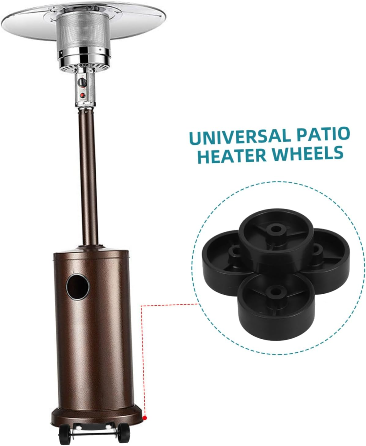 Generic 4Pcs Outdoor Caster Wheels Lawn Mower Easy Installation Patio Outdoor Umbrella Wheel Kit Mower Deck Wheels Grill Wheels Black Plastic