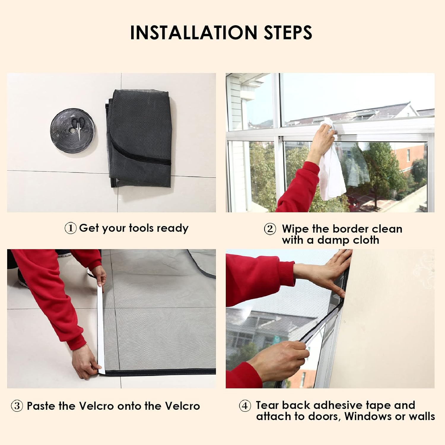 SOONHUA Pet Screen Door with Zipper for Living Room Kitchen Bedroom Patio Dog Cat Scratch Resistant image number 3