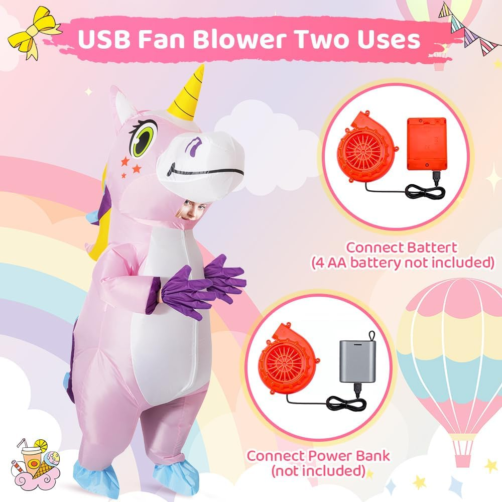 AUTOWT Inflatable Unicorn Costume for Adult, Funny Halloween Inflatable Costumes for Men Women, Blow up Dress up Costume with Air Pump for Halloween Cosplay Holiday Mardi Gras Party - White image number 4