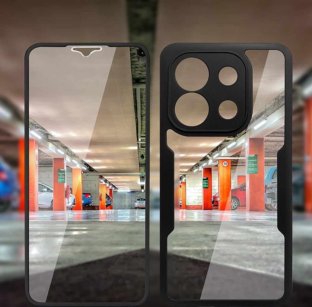 SEAHAI Clear Case for OPPO Reno 13 Pro 5G (Reno13 Pro 5G), with Built-In Screen Protector 360&deg; Full Body Rugged Armor Heavy Duty Shockproof Silicone TPU Bumper Trasparent Cover - Black