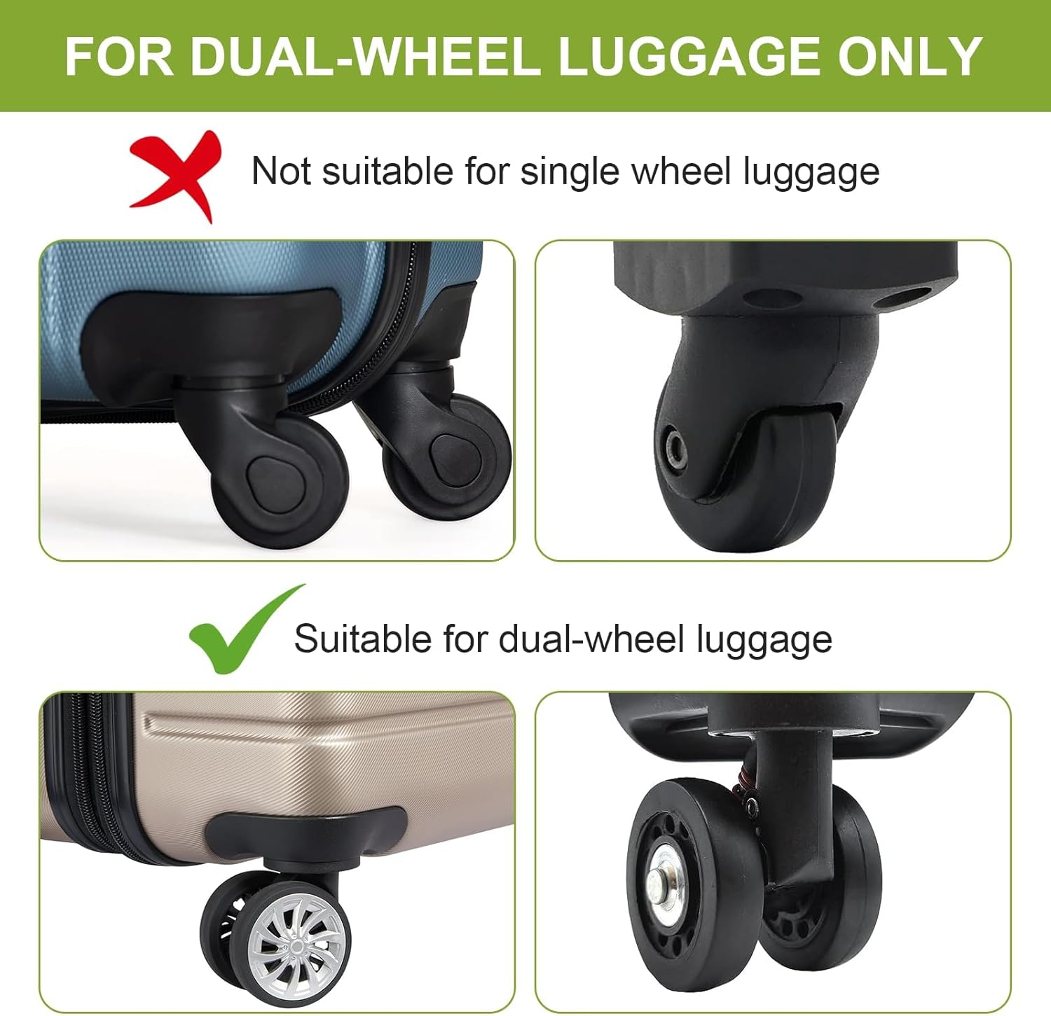 Luggage Wheel Protectors Covers 8 Pieces Suitcase Wheel Protectors Luggage Compartment Protection Silicone Cover for Wear-Resistant, Anti-Noise, Essential Travel Accessories Grey - Black image number 2