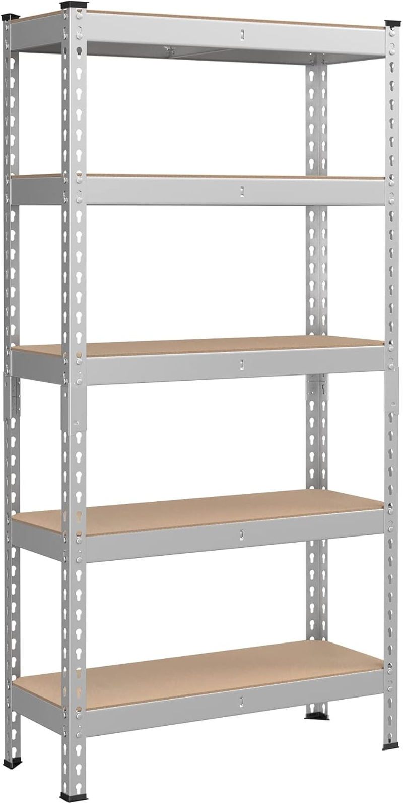SONGMICS 5-Tier Storage Shelves, Load 2310 Lb, Garage Storage, Boltless Assembly, Adjustable Shelving Unit, 17.7 X 35.4 X 70.9 Inches, for Study Shed Basement, Gray and Natural Beige UGLR450G01