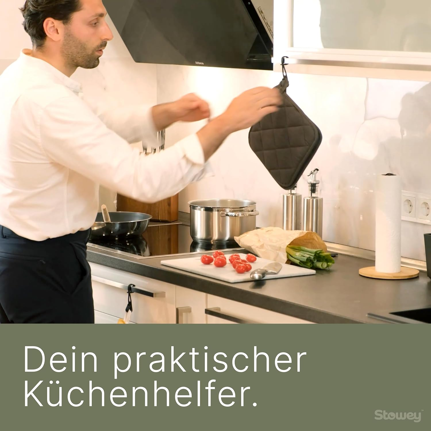 Home Hook Towel Rail without Drilling and Gluing (Pack of 2) - for the Whole Household, the Hook Is Your New Bathroom and Kitchen Organiser, Top Housewarming Gift, Holds 10 Kg, 2 X Coat Hooks, Black image number 6