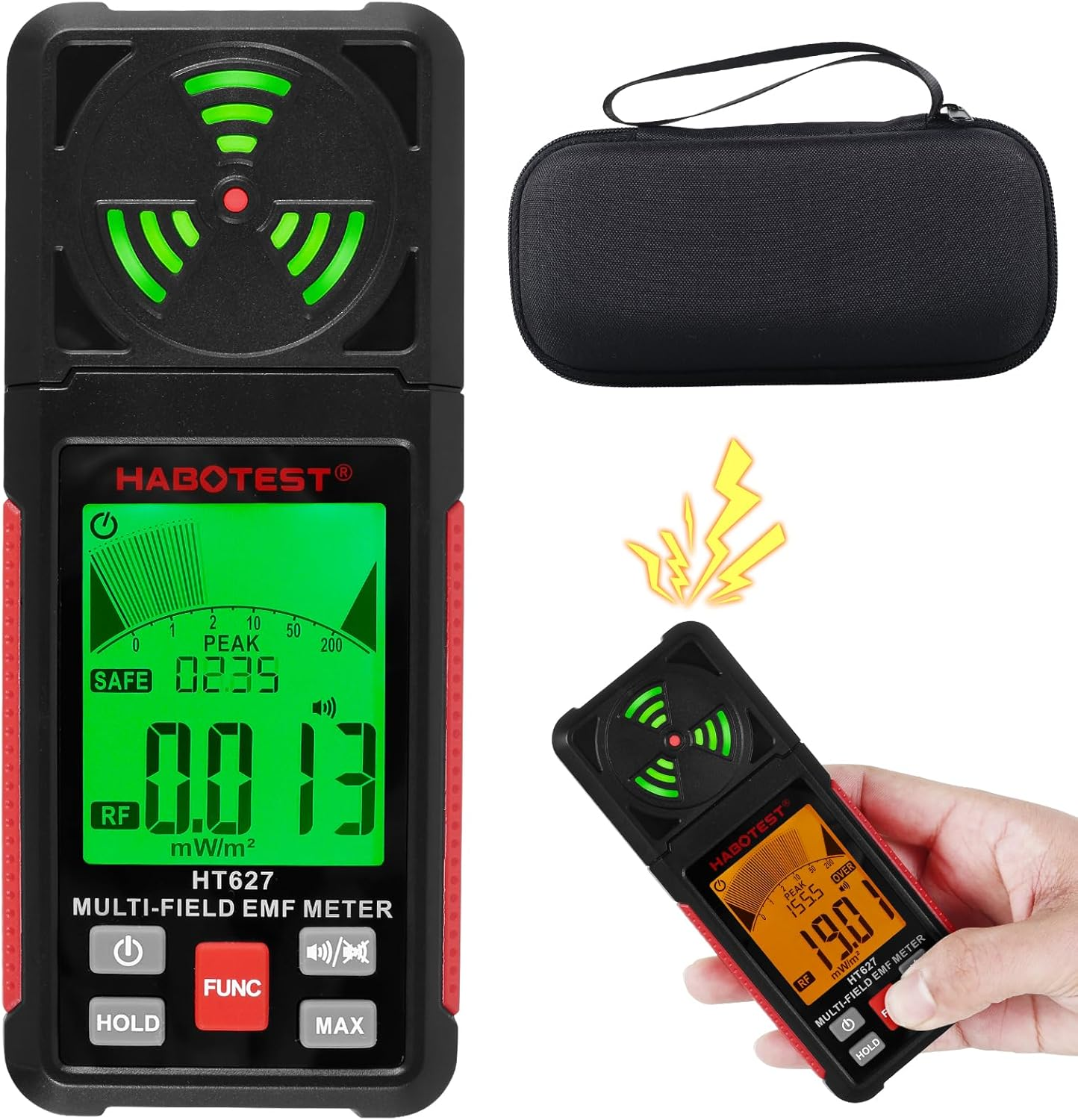 Electromagnetic Field Radiation Detector,Portable 2.26Inch LCD Display EMF Reader Meter EMF Tester Wifi Signal 5G Signal Detector with Backlight and Sound Alarm EMF Detector for RF EF MF image number 2
