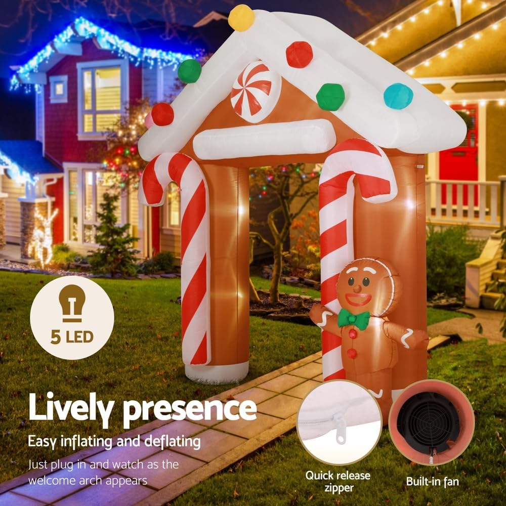 Jingle Jollys Christmas Inflatable Archwary Ginger 2.8M Illuminated Decorations image number 5