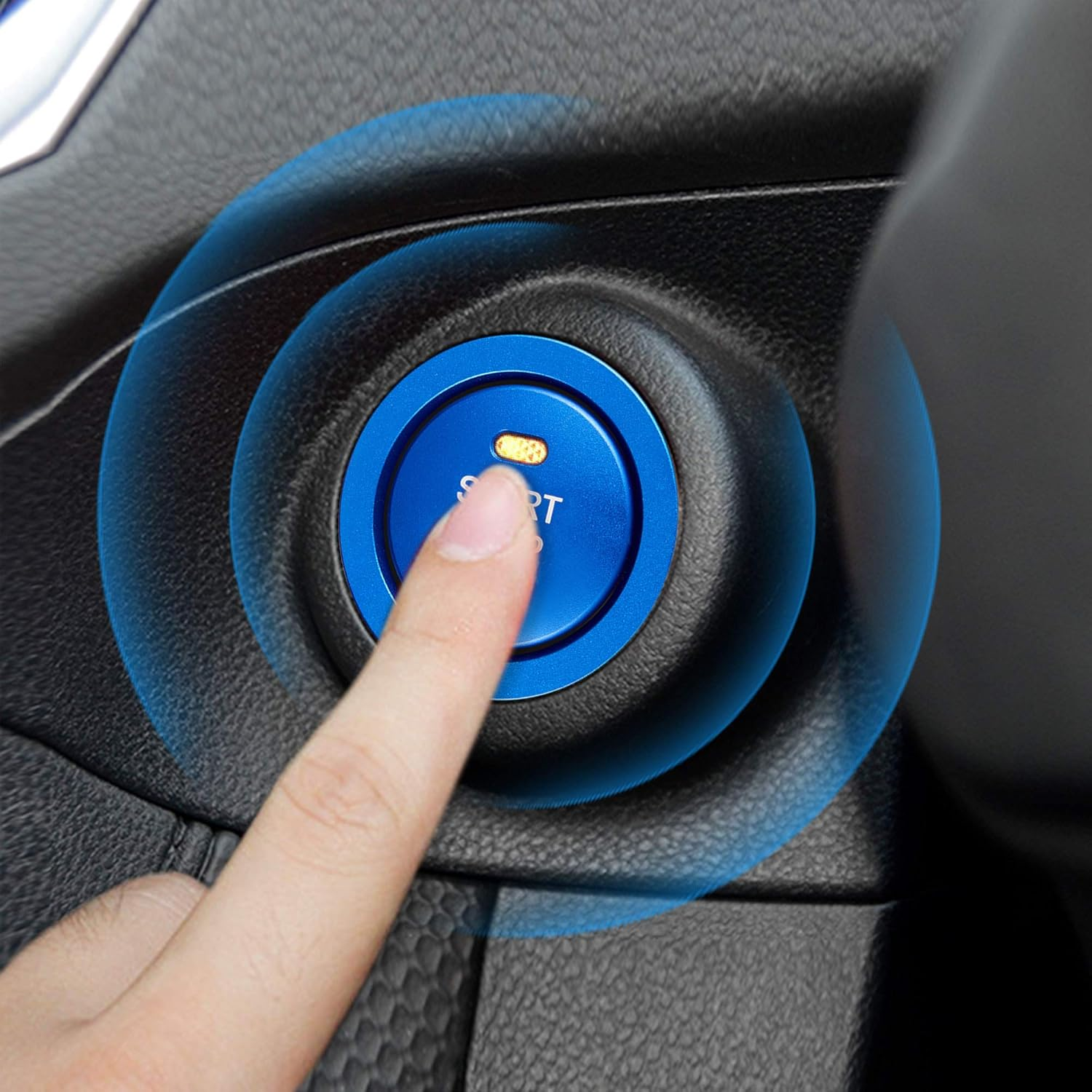 TOMALL Aluminum Engine Start Stop Push Button Cover Trim Compatible with Subaru Forester Legacy Impreza Outback Ascent BRZ XV Car Engine Ignition Start Button Cap Surrounding Trim Ring (Blue)