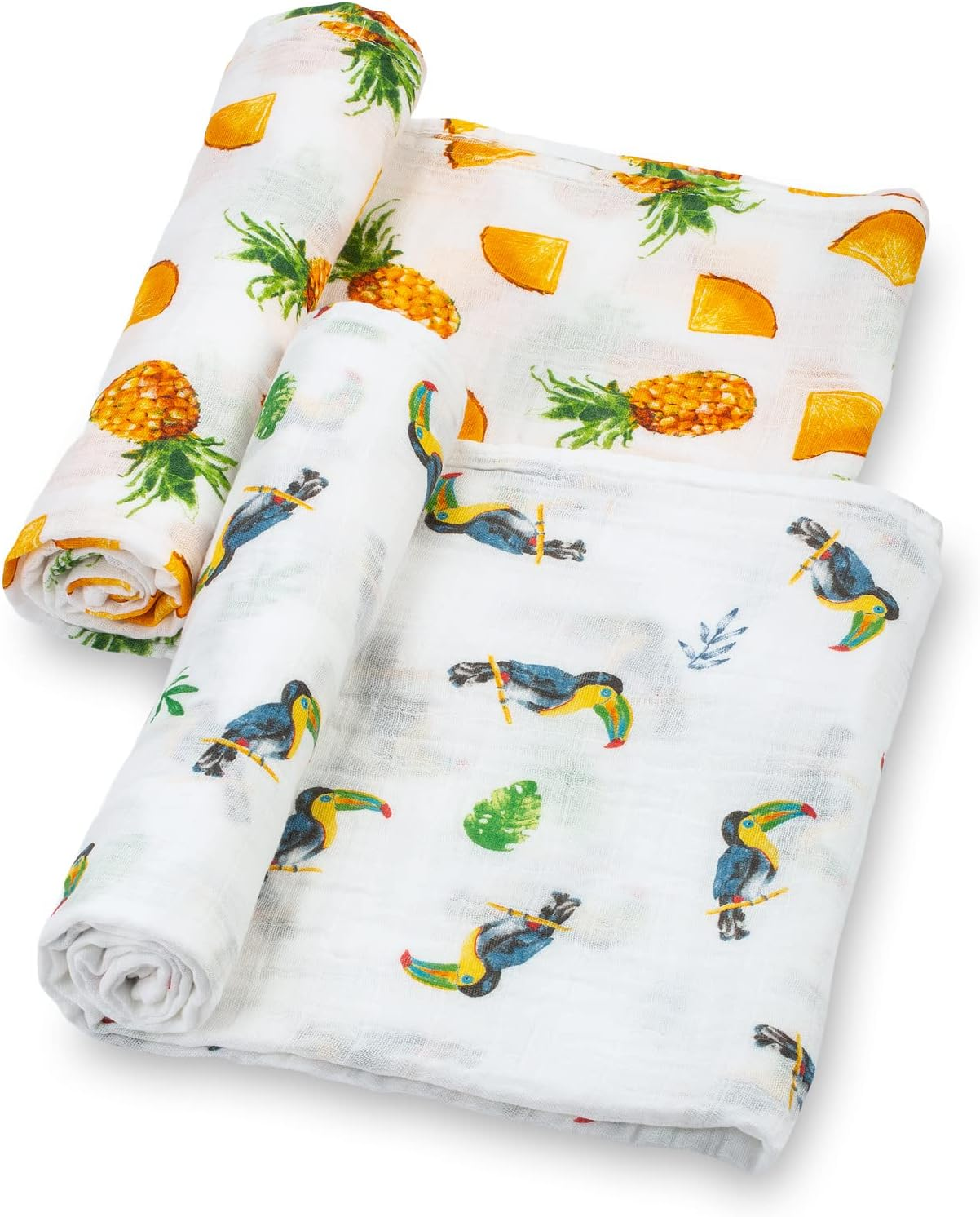 Lollybanks 100% Cotton Baby Swaddle Blankets 2 Pack, Gentle and Soft Muslin Blanket for Boys, Lightweight 120 X 120 Cm Newborn Receiving Blanket, Newborn Essential (Cowboy Boot and Horseshoe)