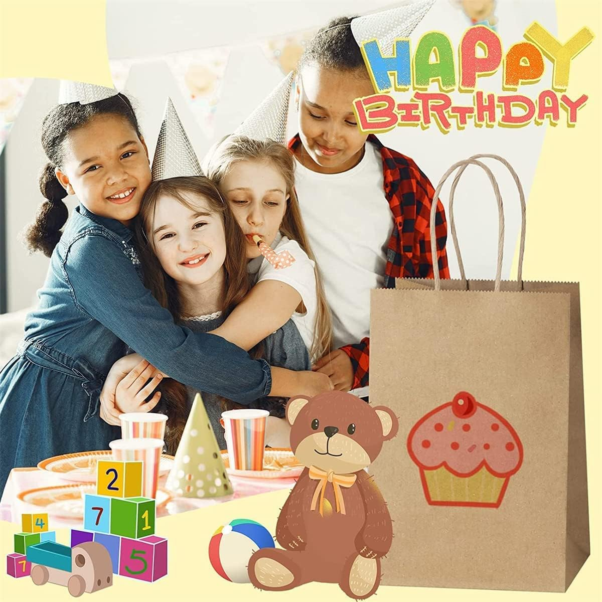 50 Pcs Paper Bags with Handles, Gift Bag Kraft Paper Party Gift Bag,Small Gift Bags Eco-Friendly Kraft Bags for Gifts,Business, Shopping, Retail Merchandise Bags (21 X 11 X 27Cm, Brown) image number 2