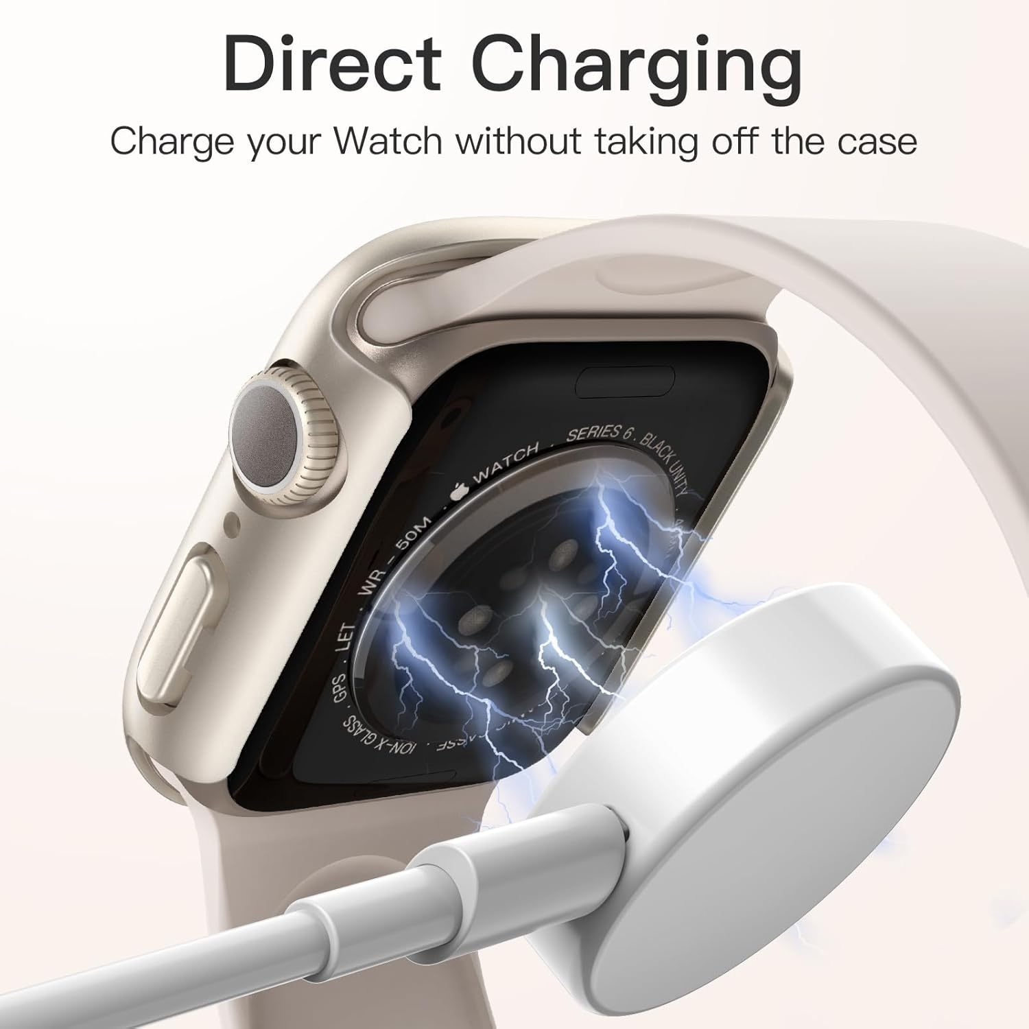 Jetech Waterproof Case with Screen Protector for Apple Watch SE 3/2/1 (2025/2022/2020) / Series 6 5 4 40Mm, Built-In Tempered Glass Film Hard PC Bumper Full Protective Cover, 2 Pack (Starlight)