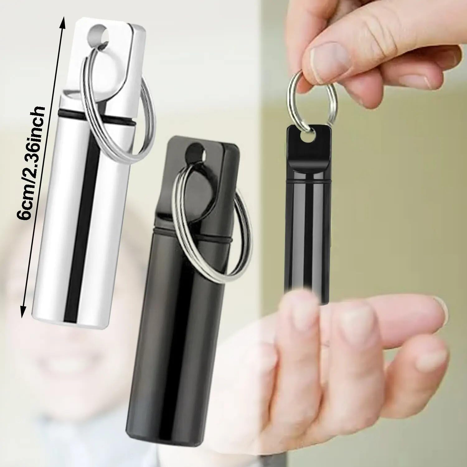 Aluminum Pill Organizer, Mini Pll Box, Bottle Keyring Stash Waterproof Medicine Oragniser (Black) image number 1