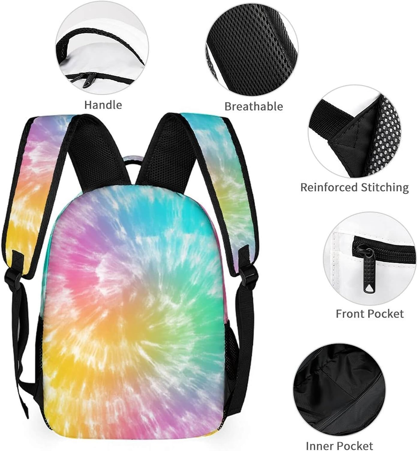 Homieblanket Tie Dye Backpack for Kids Girls Boys School, 16 Inches Tie Dye Theme Bookbag,Tie Dye Backpack for School