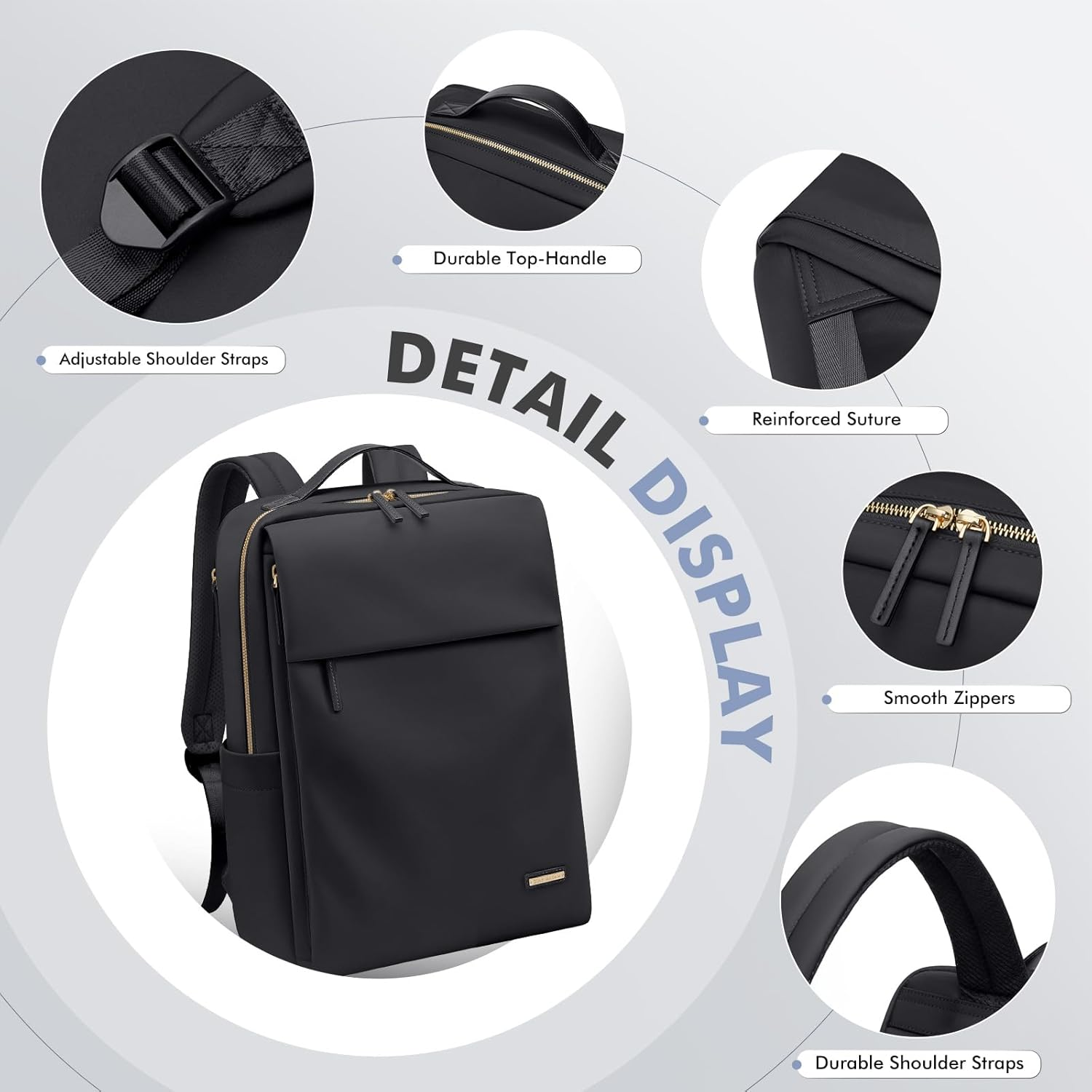 Women'S Laptop Travel School Backpack 15.6 Inch with Laptop Compartment, Waterproof Multifunctional Casual Daypack, School Bags, Work Bag, Teacher Bag for University, Office - Pale Grey image number 4