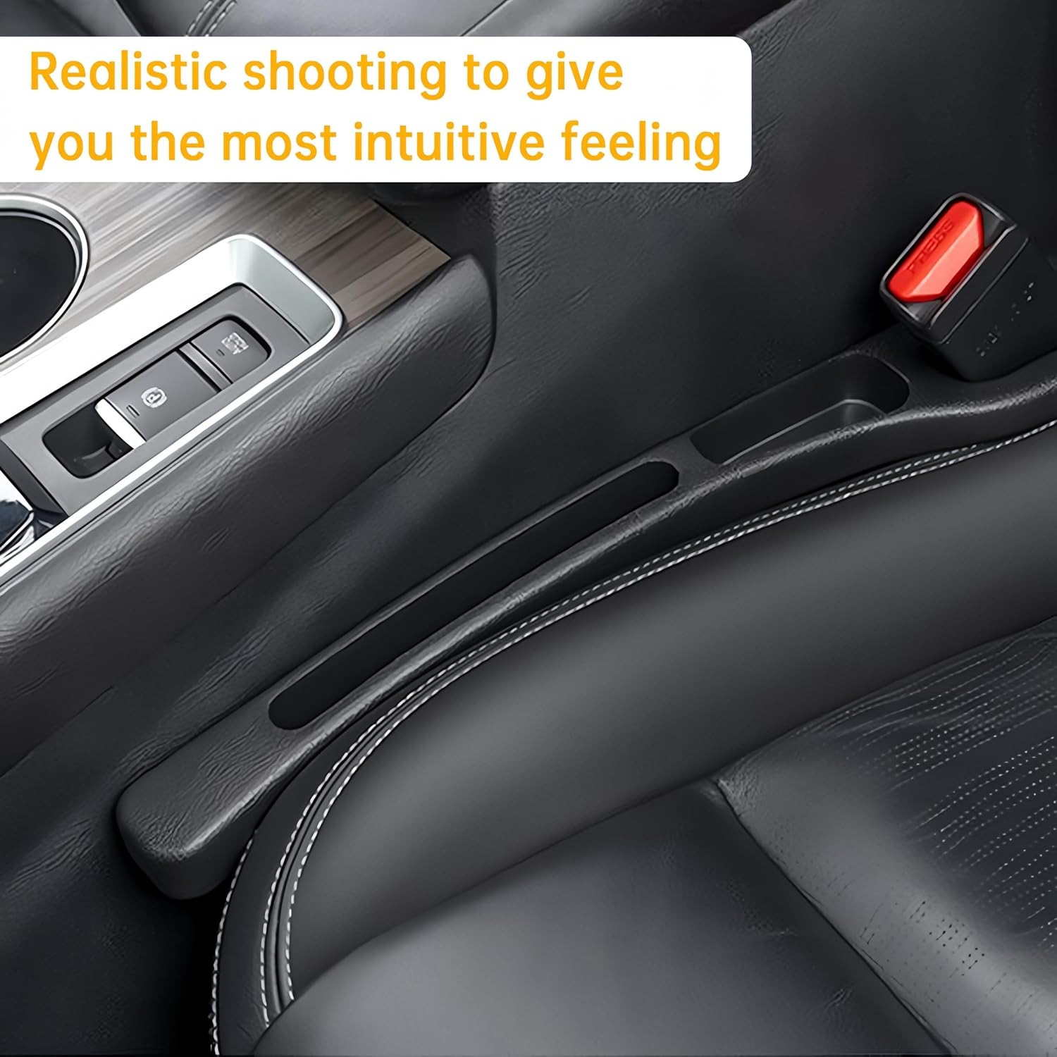 2 PCS Car Seat Gap Filler, Universal Car Seat Gap Organiser to Prevent Item Drops and Add Storage Space, Car Accessories for Cellphone Storage Slot, Car Accessories Interior for Keys Wallets(Black) - Brown image number 4