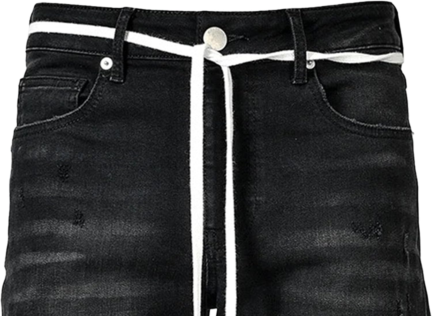 Men'S Trendy Skinny Jeans Classic Straight Ripped Slim Fit Jean Casual Regular Tapered Male Denim Pants, Black, L image number 1