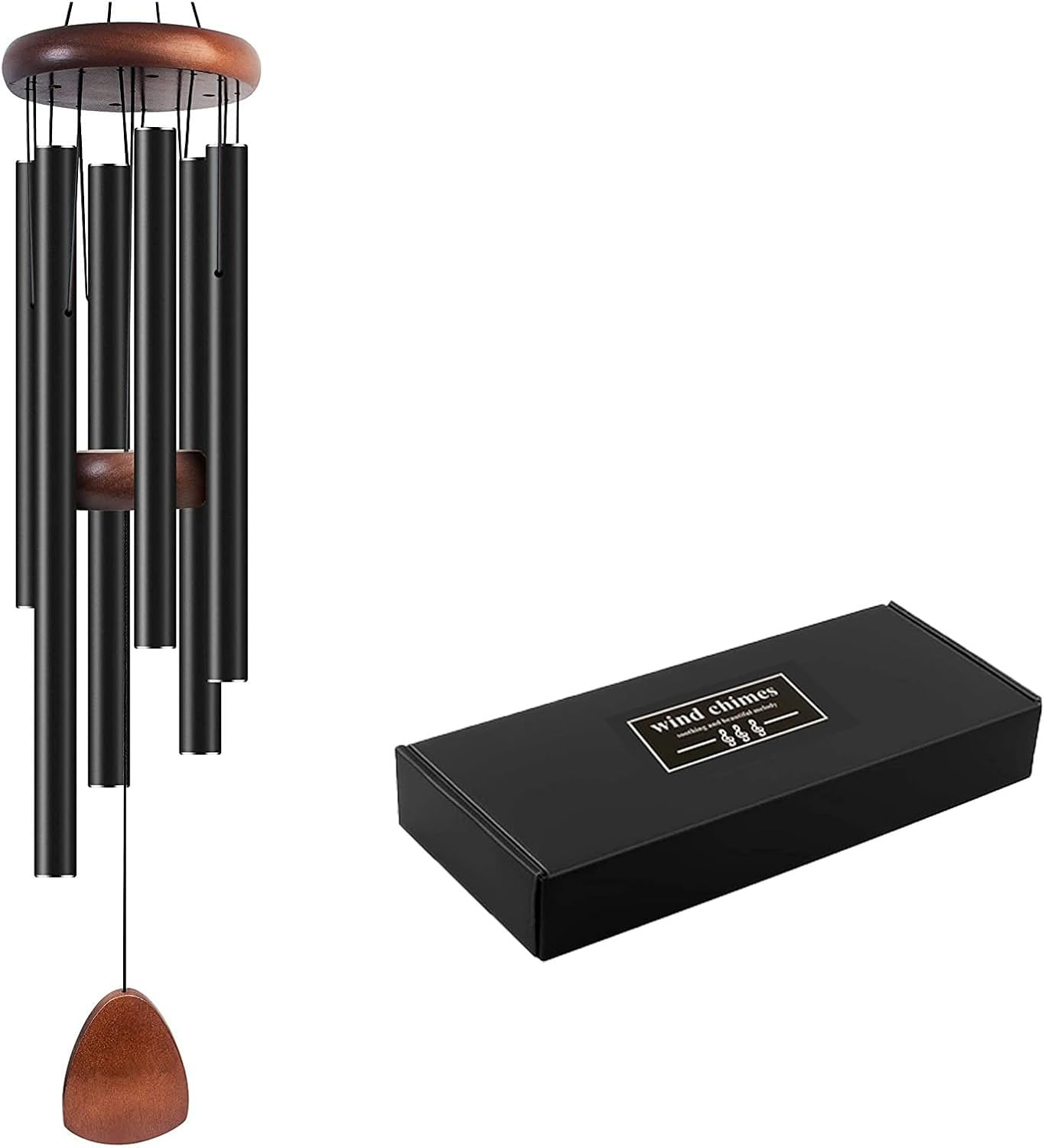 Heatunk 37-Inch Aluminum Wind Chimes for Serene Outdoor Zen Atmosphere - Classic Black, Perfect Garden and Patio Decor with Wind Catcher - Ideal Unisex Gift image number 5