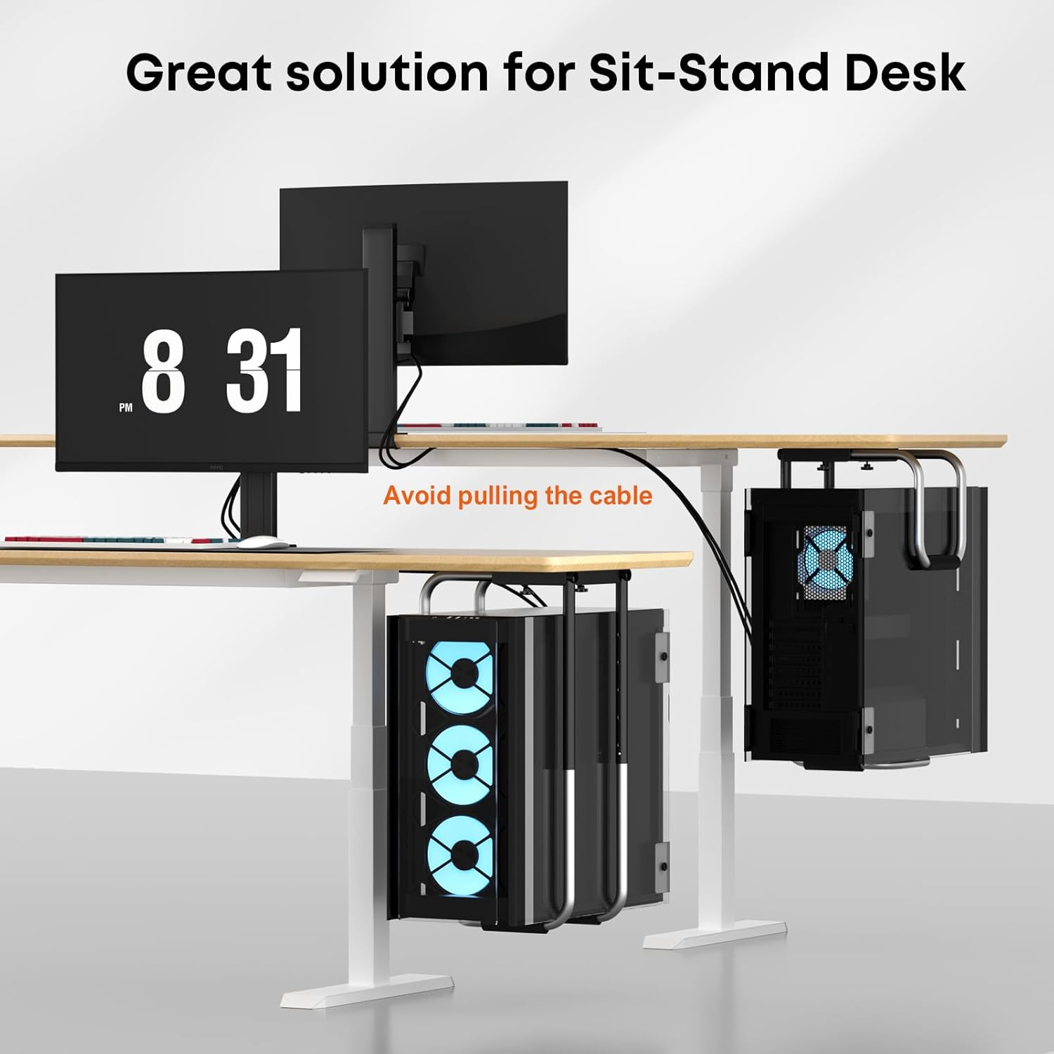 Heavy Duty Adjustable Under-Desk PC Mount Fits Most Computer Cases, Computer Case Holder with Protective Padding, Good Air Circulation, Supports up to 30 Kg, Black image number 1