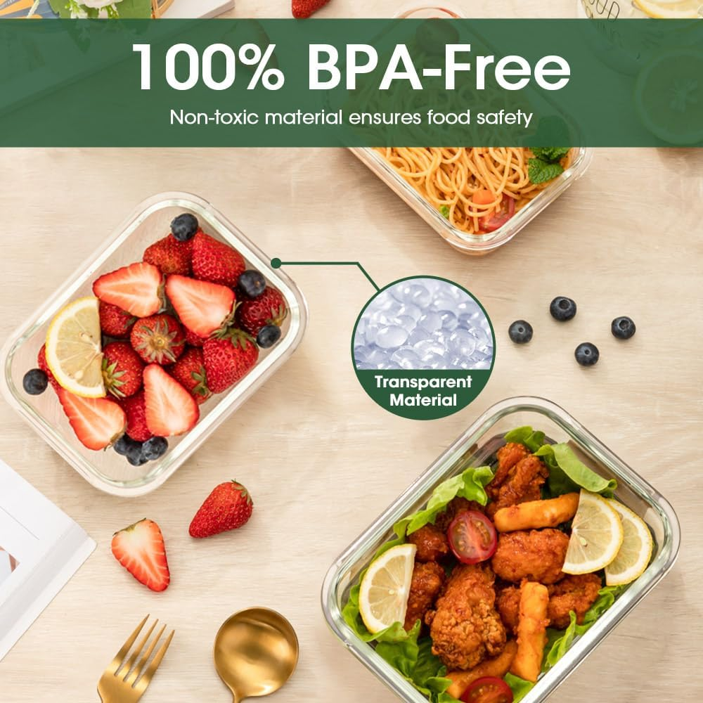 ZUNI 10 PCS Food Storage Containers with Lids Airtight (10 Lids &10 Containers), Plastic Meal Prep Containers for Home & Kitchen, Bpa-Free, Leak Proof, Microwave/Dishwasher Safe with Labels & Pen image number 3