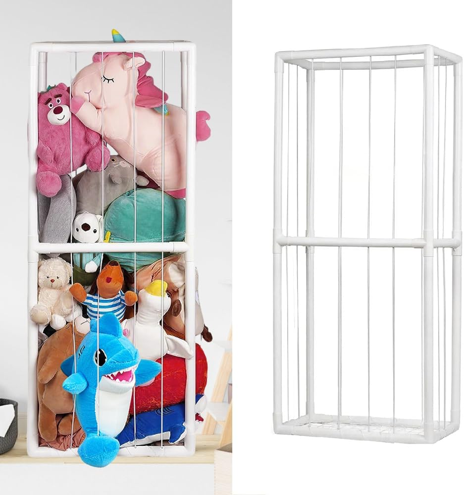 ALSTON Stuffed Animal Storage Plush Toy Storage Vertical Corner Toys Display Holder Easy Accessible with Elastic Cord for Nursery Kids Room Bedroom Organization image number 5