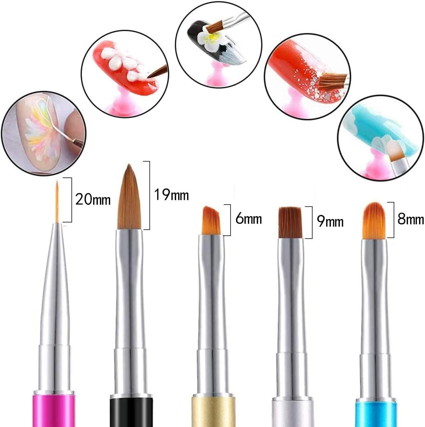 Nail Brush Set, Gel Nails, Self Nails, Set of 5, Cap Included, Easy to Use, Soft, UV Use, Nail Tool, Nail Supplies, Gel Nail Brush image number 1