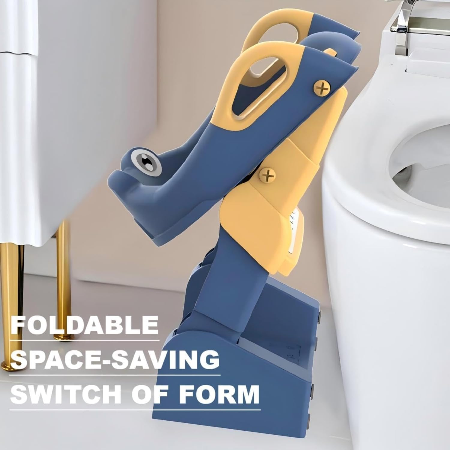 2-In-1 Adjustable Foldable Potty Training Toilet Seat with Step Stool Ladder | Anti-Slip Design & Splash Guard | PU+PVC Toddler Toilet Trainer for Boys & Girls (Ages 1-5) image number 4